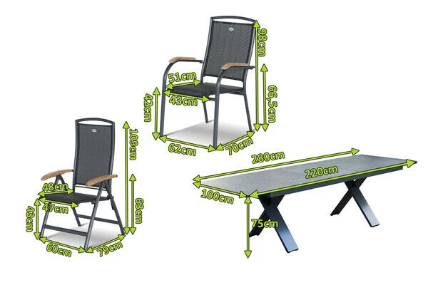 HARTMAN Sondermodell Xanadu / Raffaelo Sitzgruppe, Xerix/anthrazit, Alu/Glaskeramik, 8 Stapelsessel, 2 Multipos, 220/280x100cm 4 HARTMAN Sondermodell Xanadu / Raffaelo Sitzgruppe, Xerix/anthrazit, Alu/Glaskeramik, 8 Stapelsessel, 2 Multipos, 220/280x100cm – Bild 2