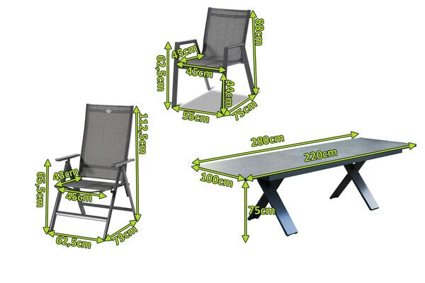 HARTMAN Sondermodell Xanadu / Aruba Sitzgruppe, Xerix/anthrazit, Alu/Glaskeramik, 2 Stapelsessel, 8 Multipos, 220/280x100cm 4 HARTMAN Sondermodell Xanadu / Aruba Sitzgruppe, Xerix/anthrazit, Alu/Glaskeramik, 2 Stapelsessel, 8 Multipos, 220/280x100cm – Bild 2