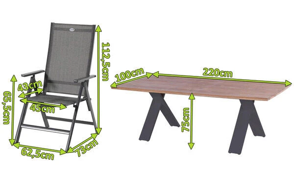 HARTMAN Xanadu / Aruba Esstischgarnitur, Xerix/anthrazit, Alu/Teakholz, 6 Multipos, 220x100cm 4 HARTMAN Xanadu / Aruba Esstischgarnitur, Xerix/anthrazit, Alu/Teakholz, 6 Multipos, 220x100cm – Bild 2