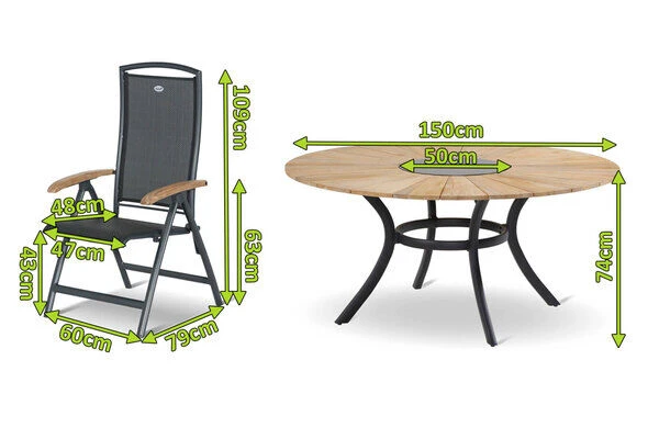 HARTMAN Provence / Raffaelo Sitzgruppe, Xerix/anthrazit, Alu/Teakholz, 5 Multipos, Ø150cm, Inkl. Eiskühler 4 HARTMAN Provence / Raffaelo Sitzgruppe, Xerix/anthrazit, Alu/Teakholz, 5 Multipos, Ø150cm, Inkl. Eiskühler – Bild 2