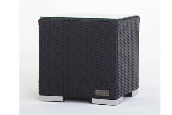 OUTFLEXX Beistelltisch, Schwarz, Polyrattan, 40x40x40 Cm, Inkl. Glasplatte 4 OUTFLEXX Beistelltisch, Schwarz, Polyrattan, 40x40x40 Cm, Inkl. Glasplatte – Bild 2