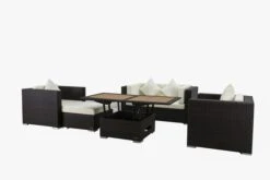 OUTFLEXX Lounge-Set, 5 Personen, Braun, Polyrattan, Inkl. Loungetisch, Wasserfeste Kissenbox -Ausgewählte Gartenmöbelgeschäfte 3 1298 BOX D.jpg