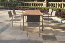 OUTFLEXX Sitzgruppe, Taupe, Edelstahl/Teak, Esstisch 180 X 90 Cm, 6 Stapelstühle Gepolstert -Ausgewählte Gartenmöbelgeschäfte 3 14192.jpg