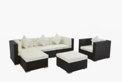 OUTFLEXX Loungemöbel-Set, Braun, Polyrattan, Für 5 Personen, Inkl. Kaffeetisch, Wasserfeste Kissenbox -Ausgewählte Gartenmöbelgeschäfte 3 1713 BOX B.jpg