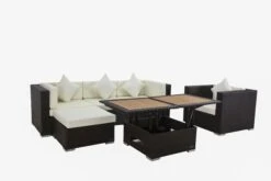 OUTFLEXX Loungemöbel-Set, Braun, Polyrattan, Für 5 Personen, Inkl. Loungetisch, Wasserfeste Kissenbox -Ausgewählte Gartenmöbelgeschäfte 3 1713 BOX D.jpg