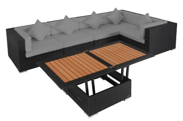 OUTFLEXX Loungemöbel-Set Polyrattan, Schwarz, Für 5 Personen, Inkl. Loungetisch, Wasserfeste Kissenbox 5 OUTFLEXX Loungemöbel-Set Polyrattan, Schwarz, Für 5 Personen, Inkl. Loungetisch, Wasserfeste Kissenbox – Bild 3
