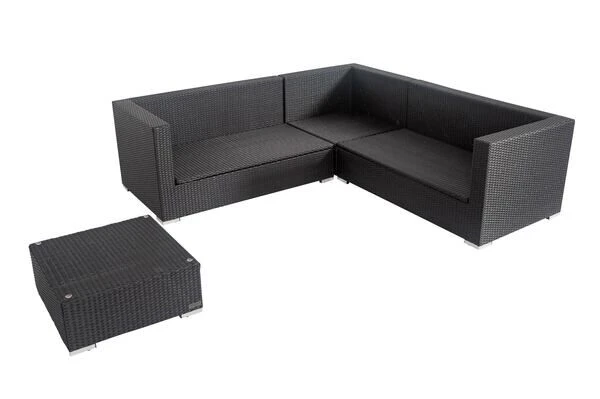 OUTFLEXX Loungemöbel-Set, Schwarz, Polyrattan, 6 Personen, Wasserfeste Kissenbox 6 OUTFLEXX Loungemöbel-Set, Schwarz, Polyrattan, 6 Personen, Wasserfeste Kissenbox – Bild 4