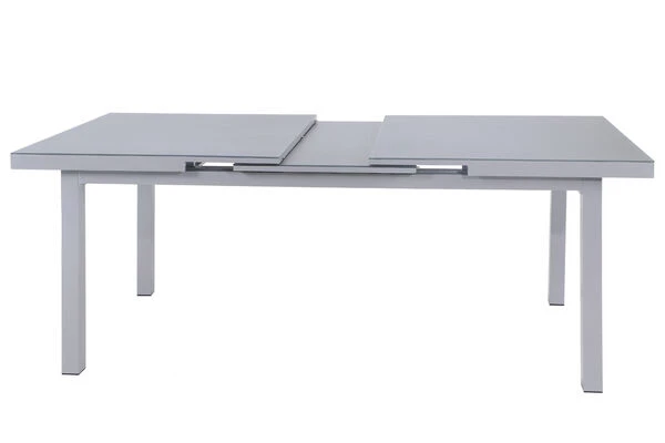 OUTFLEXX Premium Ausziehtisch, Silber/grau, Alu/Glas, 180/240x100cm, Automatischer Ausziehmechanismus 5 OUTFLEXX Premium Ausziehtisch, Silber/grau, Alu/Glas, 180/240x100cm, Automatischer Ausziehmechanismus – Bild 3