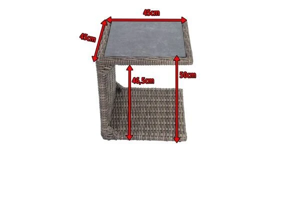 OUTFLEXX Beistelltisch, Grau, Polyrattan, 45 X 45 X 50 Cm, Tischplatte Spraystone, Innenliegend 5 OUTFLEXX Beistelltisch, Grau, Polyrattan, 45 X 45 X 50 Cm, Tischplatte Spraystone, Innenliegend – Bild 3