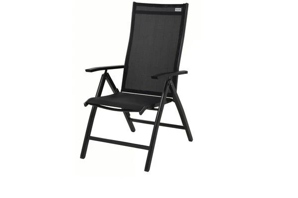 DOPPLER Expert Esstischgarnitur, Anthrazit/schwarz, Alu/Textilene, 4 Stapelsessel, 2 Hochlehner, 150-210x90cm 5 DOPPLER Expert Esstischgarnitur, Anthrazit/schwarz, Alu/Textilene, 4 Stapelsessel, 2 Hochlehner, 150-210x90cm – Bild 3