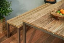 OUTFLEXX Esstischgarnitur, Edelstahl/recyceltes FSC-Teakholz, Tisch 200x100 Cm, 2 Bänke -Ausgewählte Gartenmöbelgeschäfte 3 19363.jpg