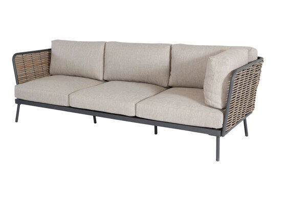 OUTFLEXX Ecklounge, Natural Brown, Polyrattan, 6 Personen, Inkl. Polster In Sandfarbe 5 OUTFLEXX Ecklounge, Natural Brown, Polyrattan, 6 Personen, Inkl. Polster In Sandfarbe – Bild 3