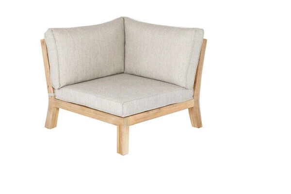 OUTFLEXX Ecklounge, Akazie, 5 Personen, Inkl. Tisch ø 80 Cm Und Polster Aus Olefin In Hellbraun 5 OUTFLEXX Ecklounge, Akazie, 5 Personen, Inkl. Tisch ø 80 Cm Und Polster Aus Olefin In Hellbraun – Bild 3