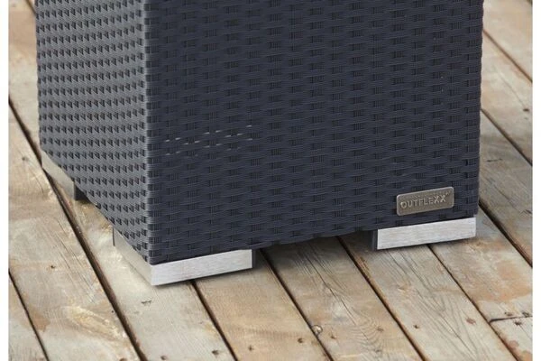 OUTFLEXX Beistelltisch, Schwarz, Polyrattan, 40x40x40 Cm, Inkl. Glasplatte 5 OUTFLEXX Beistelltisch, Schwarz, Polyrattan, 40x40x40 Cm, Inkl. Glasplatte – Bild 3