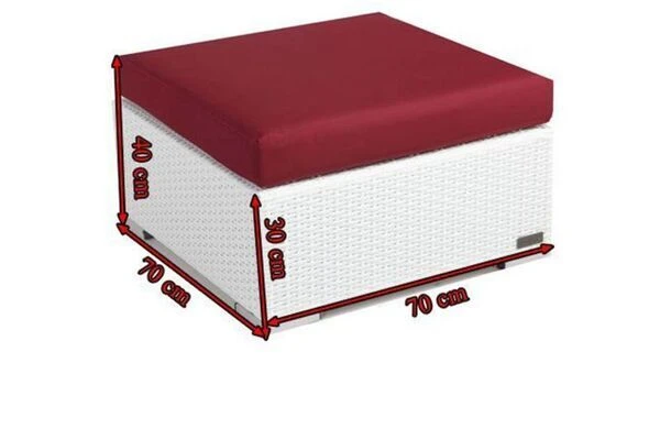 OUTFLEXX Beistelltisch/Hocker, Weiß, Polyrattan, Inkl. Glasplatte Und Polster 5 OUTFLEXX Beistelltisch/Hocker, Weiß, Polyrattan, Inkl. Glasplatte Und Polster – Bild 3