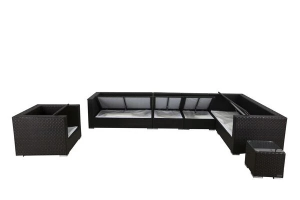 OUTFLEXX Loungemöbel-Set, Braun, Polyrattan, Für 8 Personen, Wasserfeste Kissenbox 6 OUTFLEXX Loungemöbel-Set, Braun, Polyrattan, Für 8 Personen, Wasserfeste Kissenbox – Bild 4
