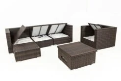 OUTFLEXX Loungemöbel-Set, Braun Marmoriert, Polyrattan, 5 Pers, Wasserfeste Kissenbox, Inkl. Loungetisch -Ausgewählte Gartenmöbelgeschäfte 4 16065 BOX D.jpg