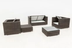 OUTFLEXX Loungemöbel-Set, Polyrattan, Braun Marmoriert, 5 Pers, Wasserfeste Kissenbox, Inkl. Beistelltisch -Ausgewählte Gartenmöbelgeschäfte 4 16066 BOX B.jpg