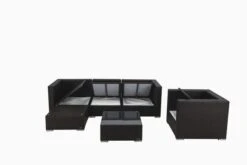 OUTFLEXX Loungemöbel-Set, Braun, Polyrattan, Für 5 Personen, Inkl. Kaffeetisch, Wasserfeste Kissenbox -Ausgewählte Gartenmöbelgeschäfte 4 1713 BOX B.jpg