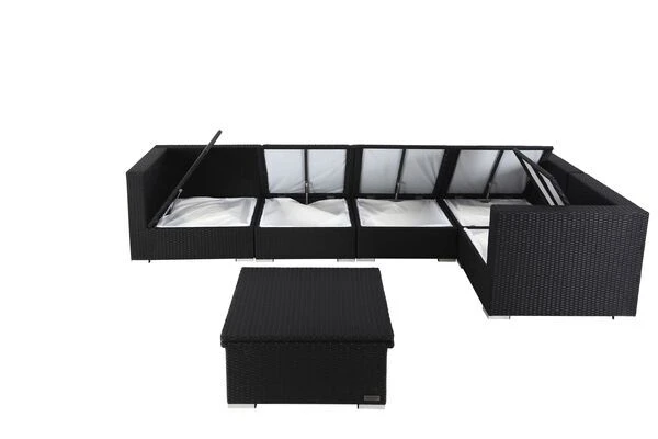 OUTFLEXX Loungemöbel-Set Polyrattan, Schwarz, Für 5 Personen, Inkl. Loungetisch, Wasserfeste Kissenbox 6 OUTFLEXX Loungemöbel-Set Polyrattan, Schwarz, Für 5 Personen, Inkl. Loungetisch, Wasserfeste Kissenbox – Bild 4