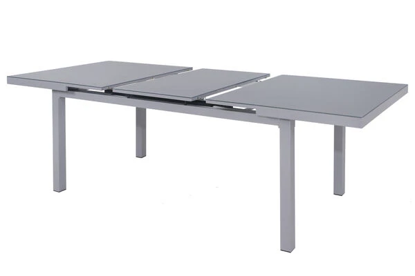OUTFLEXX Premium Ausziehtisch, Silber/grau, Alu/Glas, 180/240x100cm, Automatischer Ausziehmechanismus 6 OUTFLEXX Premium Ausziehtisch, Silber/grau, Alu/Glas, 180/240x100cm, Automatischer Ausziehmechanismus – Bild 4