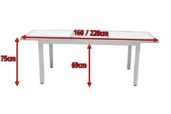 VILLANA Ausziehtisch, Silber/weiß, Alu/Sicherheitsglas, 160/220x90 Cm, Flügelmechanismus -Ausgewählte Gartenmöbelgeschäfte 5 13395 2.jpg