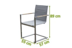 OUTFLEXX Freischwinger, Taupe, Edelstahl/Textilene, Padded, Armlehnen Aus FSC-Teakholz -Ausgewählte Gartenmöbelgeschäfte 5 13490.jpg