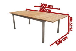 OUTFLEXX Ausziehtisch, FSC-Teakholz/Edelstahl, Plattenstärke 25mm, 200/300x100cm -Ausgewählte Gartenmöbelgeschäfte 5 13494.jpg