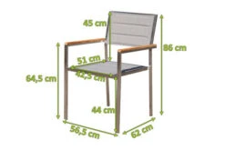 OUTFLEXX Stuhl, Silber, Edelstahl/Textilene, Padded, Armlehnen Aus FSC-Teakholz, 62x56,5x86cm -Ausgewählte Gartenmöbelgeschäfte 5 13515.jpg