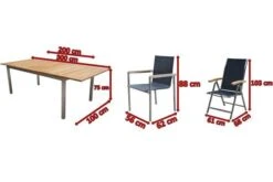 OUTFLEXX Set, Schwarz, 200/300 X 100 Cm, Edelstahl/Teak, Ausziehtisch, 8 Stapelstühle, 2 Multipositionssessel -Ausgewählte Gartenmöbelgeschäfte 5 14153.jpg
