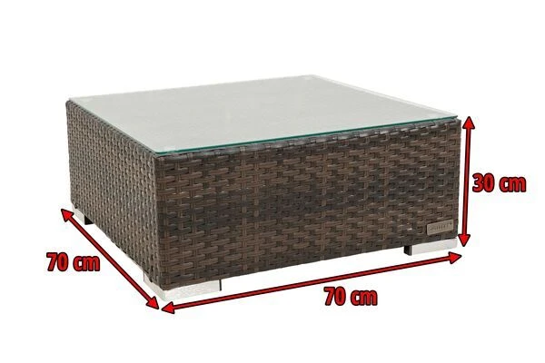 OUTFLEXX Beistelltisch/Hocker, Braun Marmoriert, Polyrattan, 70x70x30cm, Inkl. Glasplatte Und Polster 7 OUTFLEXX Beistelltisch/Hocker, Braun Marmoriert, Polyrattan, 70x70x30cm, Inkl. Glasplatte Und Polster – Bild 5
