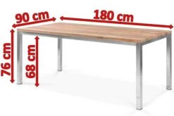 OUTFLEXX Esstisch, Silber/natur, Edelstahl/ Recyceltes FSC®-Teakholz, 180x90cm, Rustikal Gebürstet -Ausgewählte Gartenmöbelgeschäfte 5 15862.jpg