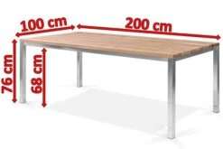 OUTFLEXX Esstisch, Silber/natur, Edelstahl/ Recyceltes FSC®-Teakholz, 200x100cm, Rustikal Gebürstet -Ausgewählte Gartenmöbelgeschäfte 5 15863.jpg