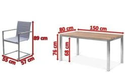 OUTFLEXX Esstischgarnitur, Edelstahl / FSC-Teak, Tisch 150x80cm, 6 Freischwinger Padded, Silber -Ausgewählte Gartenmöbelgeschäfte 5 17271.jpg