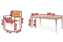 OUTFLEXX Esstischgarnitur, Edelstahl / FSC-Teak, Tisch 180 X 90 Cm, 6 Stapelsessel -Ausgewählte Gartenmöbelgeschäfte 5 17281.jpg