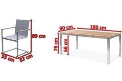 OUTFLEXX Esstischgarnitur, Edelstahl / FSC-Teak, Tisch 180 X 90 Cm, 6 Freischwinger Padded, Silber -Ausgewählte Gartenmöbelgeschäfte 5 17286.jpg