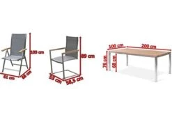 OUTFLEXX Esstischgarnitur, Edelstahl / Teakholz, Tisch 200 X 100 Cm, 4 Freischwinger, 2 Multipositionssessel, Silber -Ausgewählte Gartenmöbelgeschäfte 5 17309.jpg