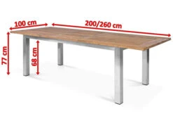 OUTFLEXX Ausziehtisch, Edelstahl/recyceltes FSC®-Teak, 200/260x100cm, Rustikal Gebürstet -Ausgewählte Gartenmöbelgeschäfte 5 18318.jpg