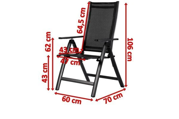 OUTFLEXX Multipositionssessel, Anthrazit Matt/schwarz, Alu/Textilene, 60x70x106cm, 7-fach Verstellbar 7 OUTFLEXX Multipositionssessel, Anthrazit Matt/schwarz, Alu/Textilene, 60x70x106cm, 7-fach Verstellbar – Bild 5