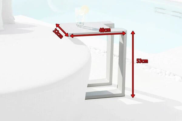 OUTFLEXX Beistelltisch, Weiß, Aluminium, 48 X 32 X 53 Cm, U-Form 7 OUTFLEXX Beistelltisch, Weiß, Aluminium, 48 X 32 X 53 Cm, U-Form – Bild 5