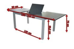 DOPPLER Expert Esstisch, Silber/schwarz, Aluminium, 150-210 X 90 Cm, Ausziehbar -Ausgewählte Gartenmöbelgeschäfte 5 18621.jpg