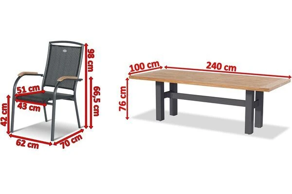 HARTMAN Sondermodell Yasmani/Raffaelo Esstischgruppe, Xerix, Alu/Teakholz, 240x100cm, 8 Stapelsessel 7 HARTMAN Sondermodell Yasmani/Raffaelo Esstischgruppe, Xerix, Alu/Teakholz, 240x100cm, 8 Stapelsessel – Bild 5