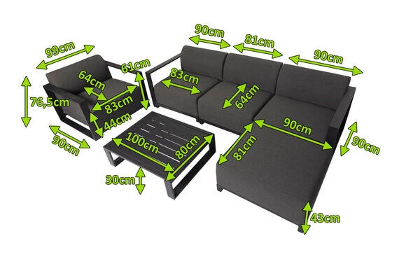 OUTFLEXX Loungeset, Sooty, Alu/Sunbrella, Für 5 Personen, Loungetisch 100x80 Cm 7 OUTFLEXX Loungeset, Sooty, Alu/Sunbrella, Für 5 Personen, Loungetisch 100x80 Cm – Bild 5