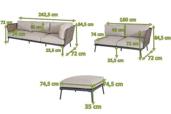 OUTFLEXX Ecklounge, Natural Brown, Polyrattan, 6 Personen, Inkl. Polster In Sandfarbe 7 OUTFLEXX Ecklounge, Natural Brown, Polyrattan, 6 Personen, Inkl. Polster In Sandfarbe – Bild 5