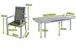 OUTFLEXX Premium Esstischgarnitur, Silber/grau, Alu/Textilene, Ausziehtisch 180/240 X 100 Cm, 6 Stapelsessel -Ausgewählte Gartenmöbelgeschäfte 5 21433.jpg