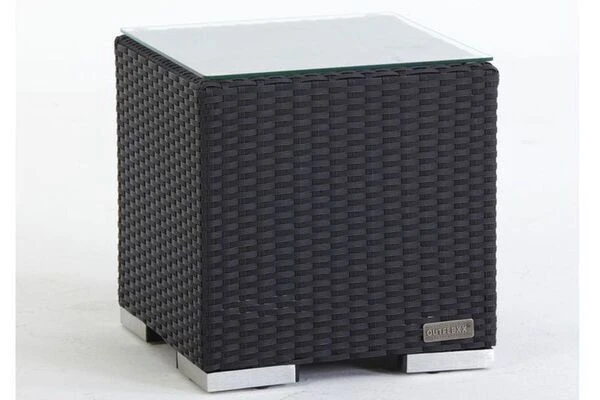 OUTFLEXX Beistelltisch, Schwarz, Polyrattan, 40x40x40 Cm, Inkl. Glasplatte 7 OUTFLEXX Beistelltisch, Schwarz, Polyrattan, 40x40x40 Cm, Inkl. Glasplatte – Bild 5