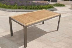 OUTFLEXX Sitzgruppe, Taupe, Edelstahl/Teak, Esstisch 180 X 90 Cm, 6 Stapelstühle Gepolstert -Ausgewählte Gartenmöbelgeschäfte 6 14192.jpg