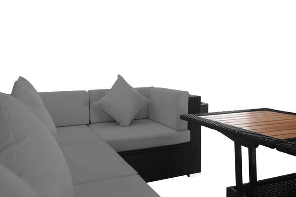 OUTFLEXX Loungemöbel-Set Polyrattan, Schwarz, Für 5 Personen, Inkl. Loungetisch, Wasserfeste Kissenbox 8 OUTFLEXX Loungemöbel-Set Polyrattan, Schwarz, Für 5 Personen, Inkl. Loungetisch, Wasserfeste Kissenbox – Bild 6