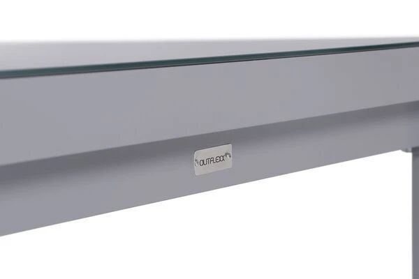 OUTFLEXX Premium Ausziehtisch, Silber/grau, Alu/Glas, 180/240x100cm, Automatischer Ausziehmechanismus 9 OUTFLEXX Premium Ausziehtisch, Silber/grau, Alu/Glas, 180/240x100cm, Automatischer Ausziehmechanismus – Bild 7