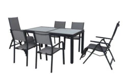 VILLANA Esstischset, Anthrazit/grau, Alu/Textilene, Ausziehtisch 160/220 X 90 Cm, 2 Relaxsessel, 4 Stapelsessel -Ausgewählte Gartenmöbelgeschäfte 6 21284.jpg